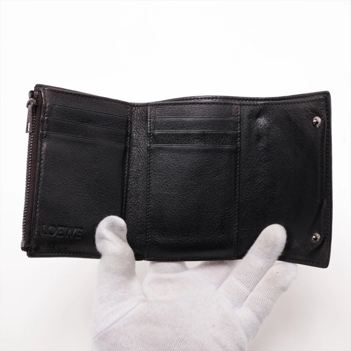ロエベ アナグラム スモール バーティカルジップウォレット ブラック レザー ロエベ アナグラム スモール バーティカルジップウォレット