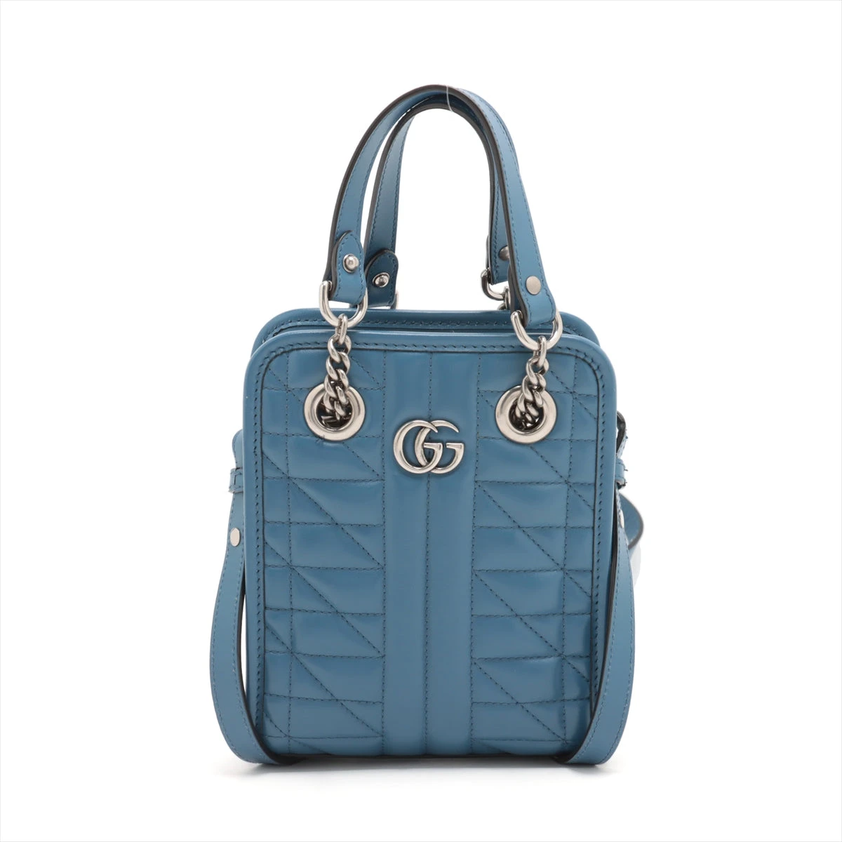 グッチ GGマーモント レザー 2WAYハンドバッグ ブルー GUCCI GGマーモント レザー 2WAYハンドバッグ ブルー