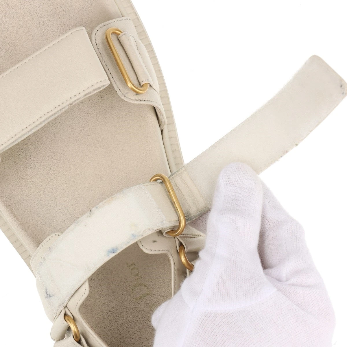 クリスチャンディオール DIORACT レザー ベルクロストラップ サンダル クリスチャンディオール DIORACT レザー サンダル 37 1/2 レディース