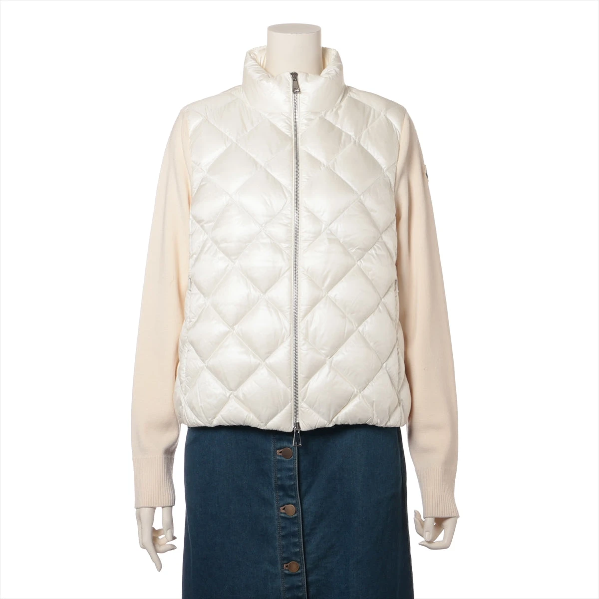 MONCLERニット切替ダウンジャケットアイボリー
