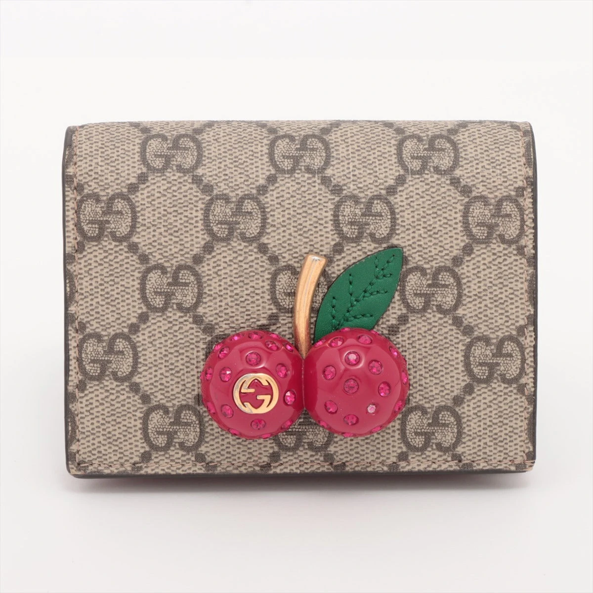 グッチ GGスプリーム チェリー 476050 PVC×レザー コンパクト