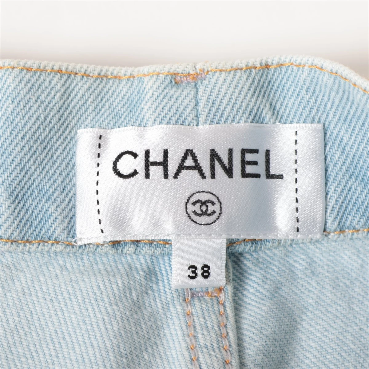 【24新作♪ハンサム】CHANEL コットン ブルー＆ホワイト パンツ 24新作♪ハンサム】CHANEL コットン ブルー＆ホワイト パンツ