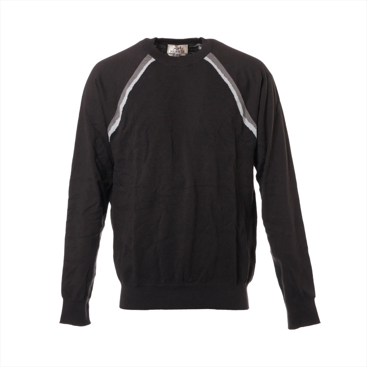 エルメス コットン×カシミヤ ニット XL メンズ グレー H457240HA  