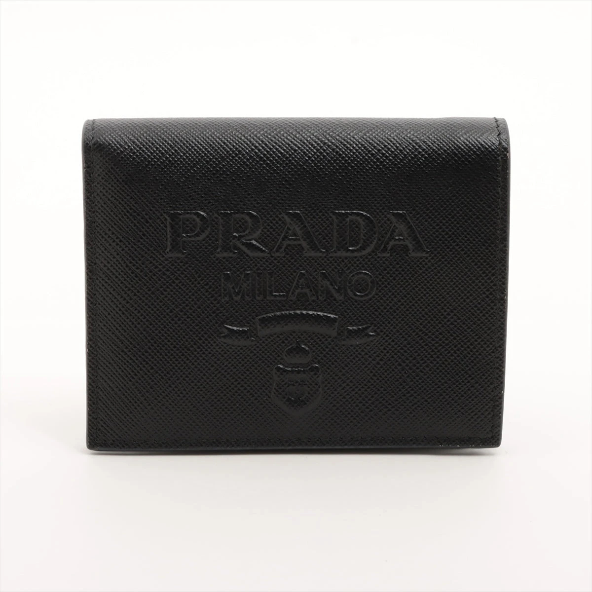 プラダ サフィアーノ 1MV204 レザー コンパクトウォレット ブラック