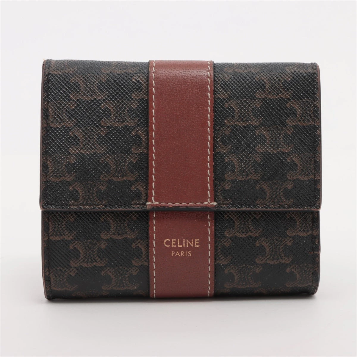 セリーヌ トリオンフ スモールトリフォールド PVC×レザー コンパクト  