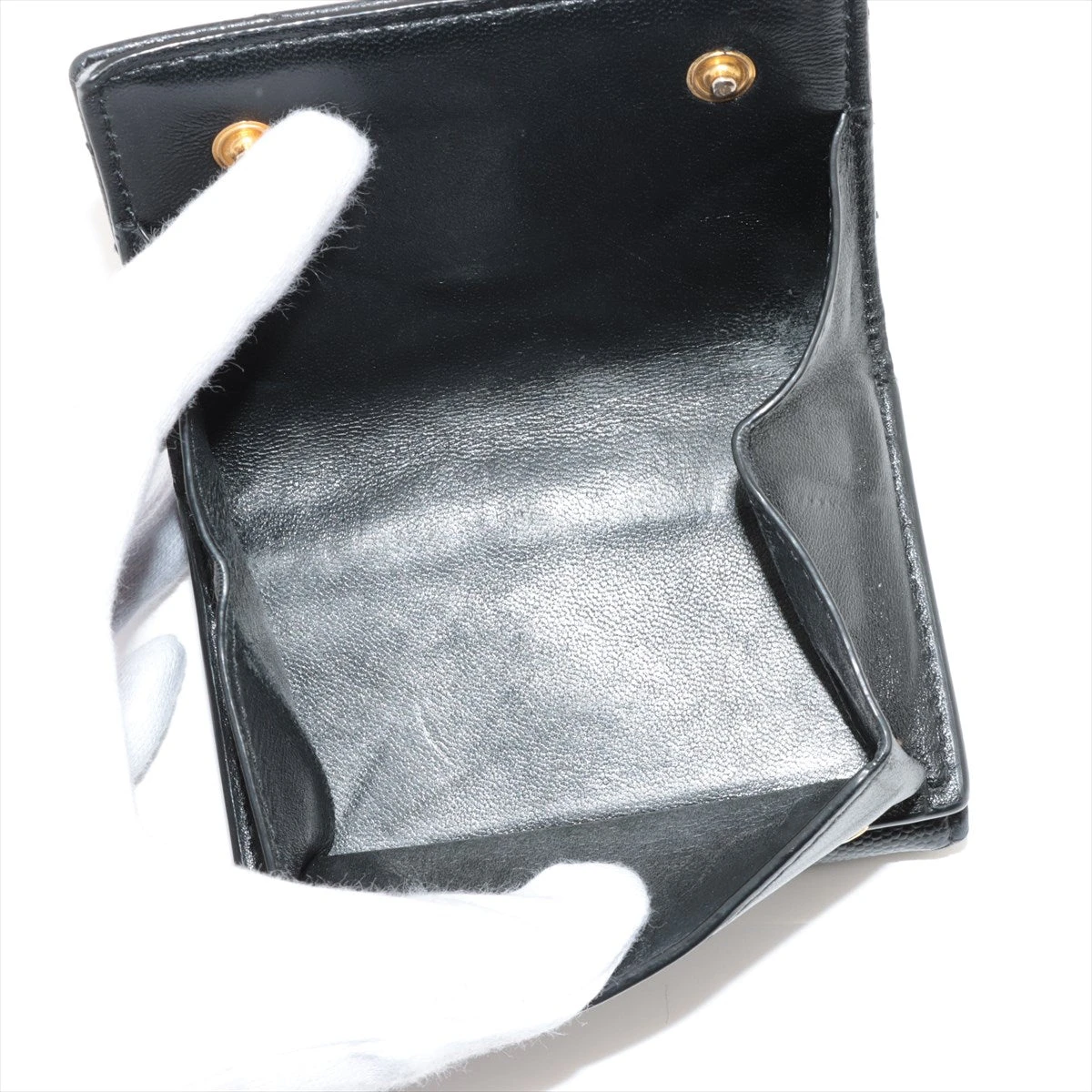 美品　サンローラン　パリ　Vステッチ　YSL コンパクト　財布　ブラック サンローランパリ Vステッチ YSLロゴ TGN668274 レザー