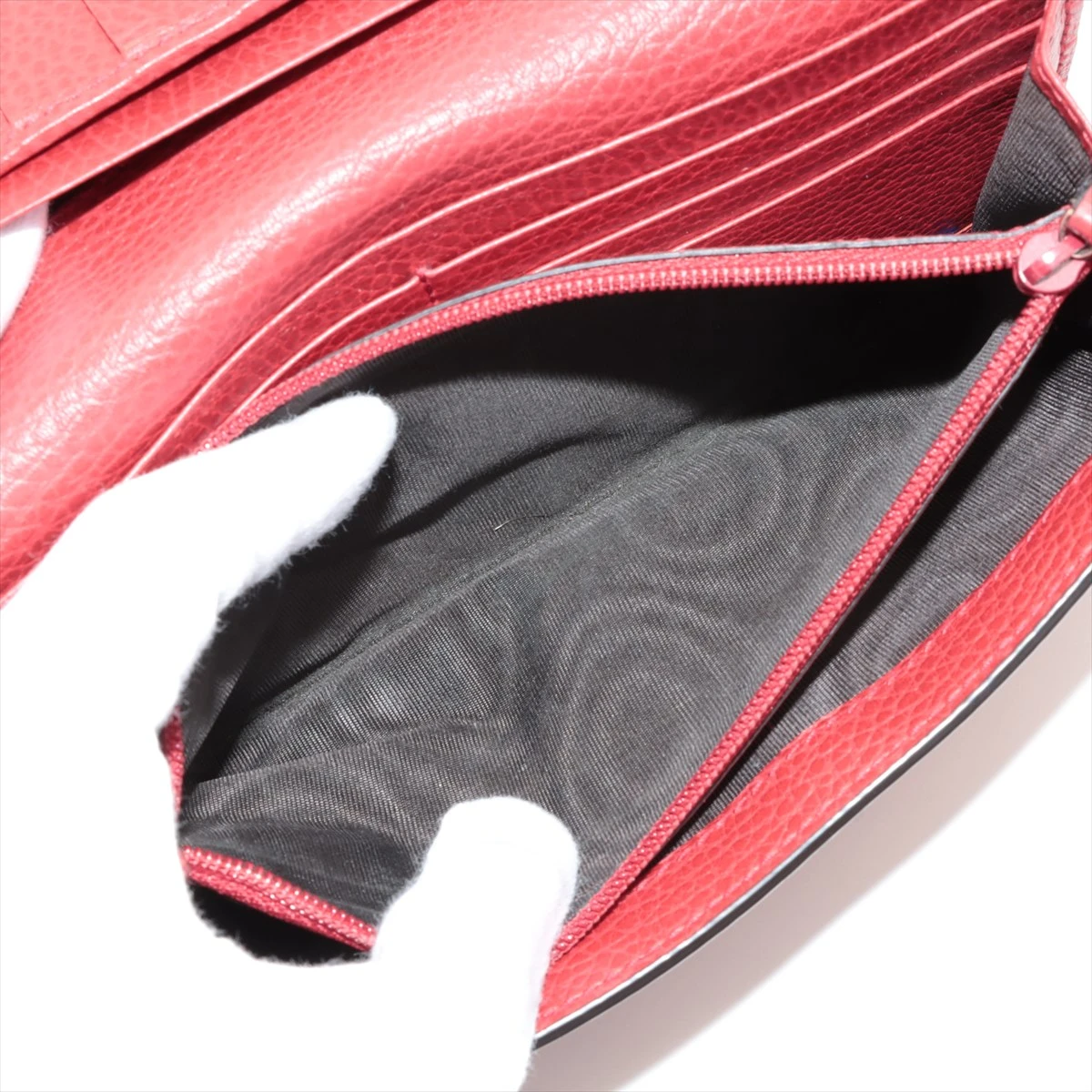 グッチ インターロッキングG 449279 レザー 長財布 レッド