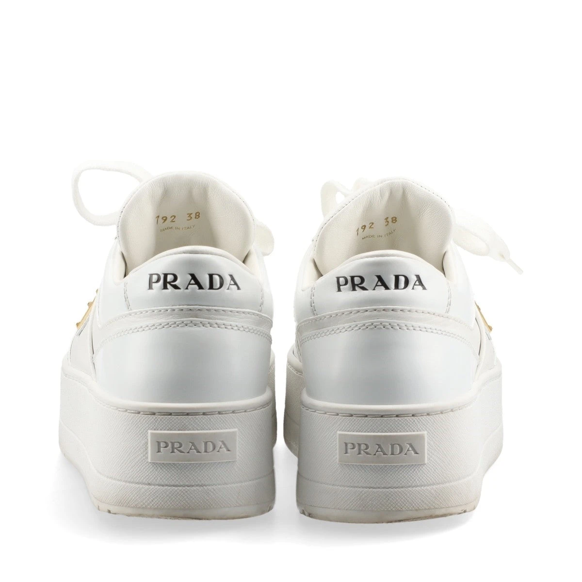 プラダ トライアングルロゴ レザー スニーカー 38 レディース ホワイト