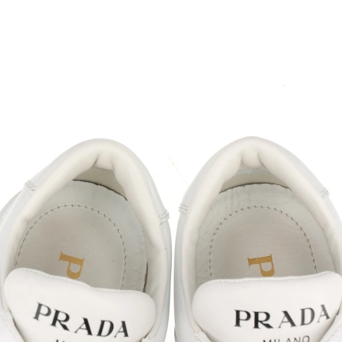 プラダ トライアングルロゴ レザー スニーカー 38 レディース ホワイト
