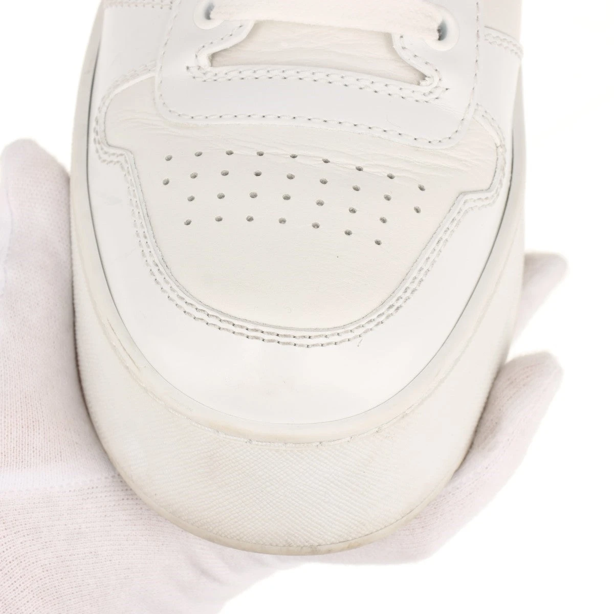 プラダ トライアングルロゴ レザー スニーカー 38 レディース ホワイト