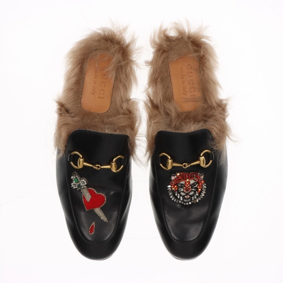 プリンスタウン ゴールドビット レザー ミュール GUCCI - 美品 GUCCI グッチ プリンスタウン ホースビット レザー