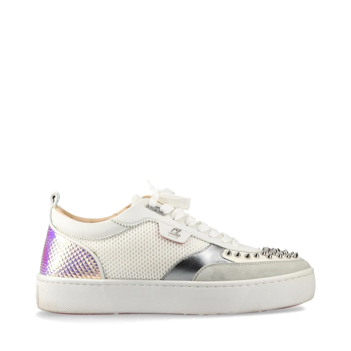 美品 42 クリスチャンルブタン スタッズ デッキシューズ シルバー 中古・古着通販】Christian Louboutin (クリスチャン・ルブタン