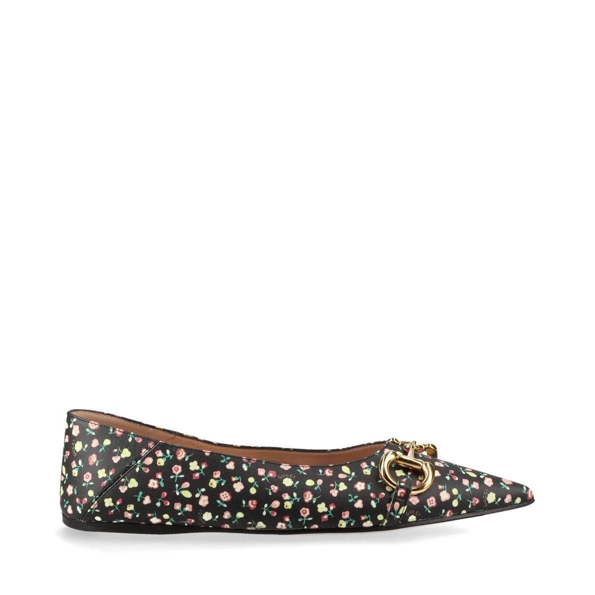 超美品 グッチ　GUCCI　ホースビット　パンプス　レザー　ブラック　38 グッチ ホースビット PVC×レザー フラットパンプス 38