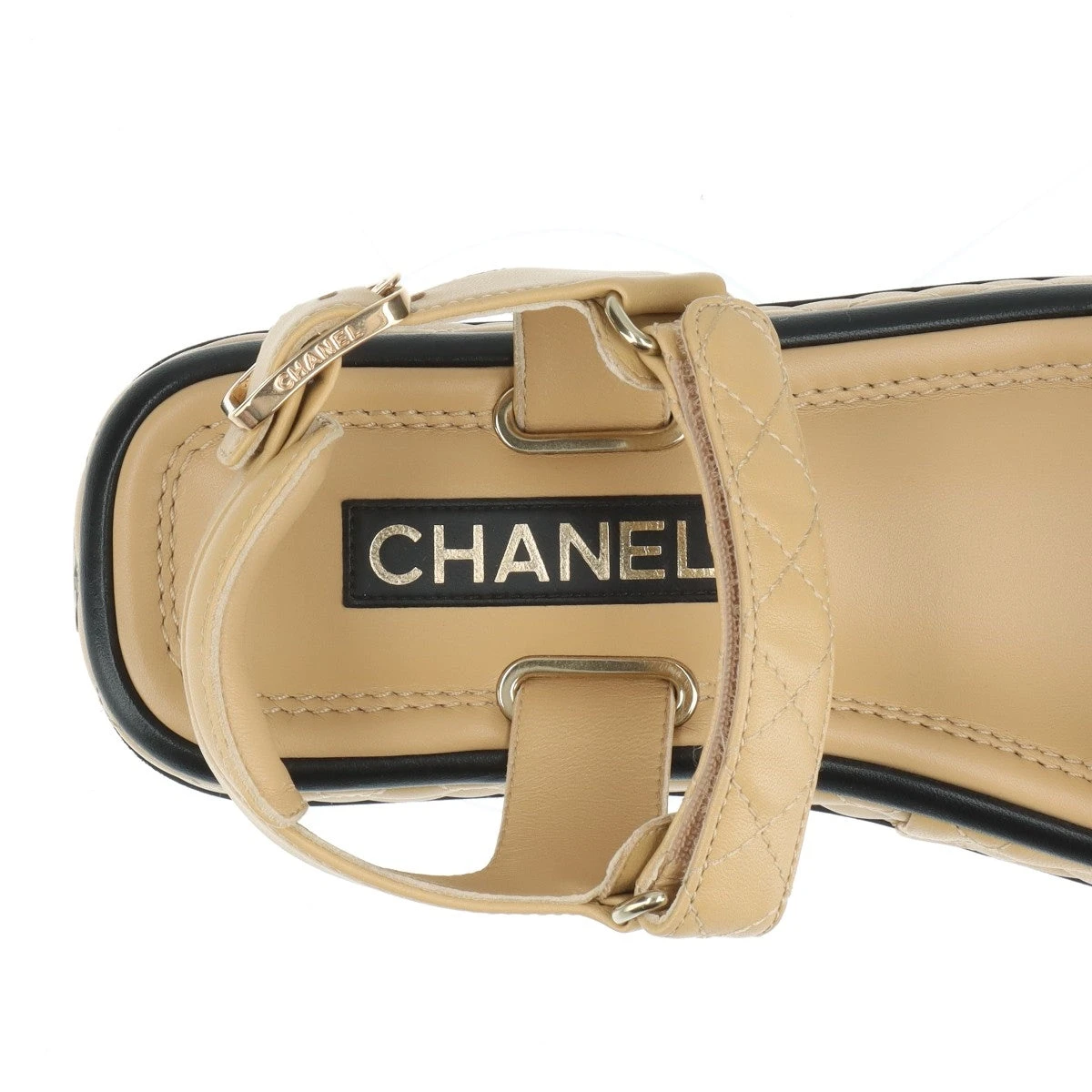 新品同様 シャネル サンダル ウェッジソール マトラッセ 38C シャネル CHANEL サンダル ウェッジソールチェーンサンダル