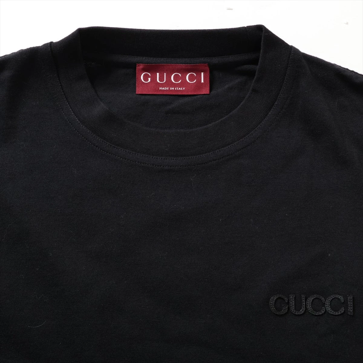 本物 グッチ gucci 長袖コットンカットソー トップス 黒 ブラック 40 本物 グッチ gucci 長袖コットンカットソー トップス 黒 ブラック 40
