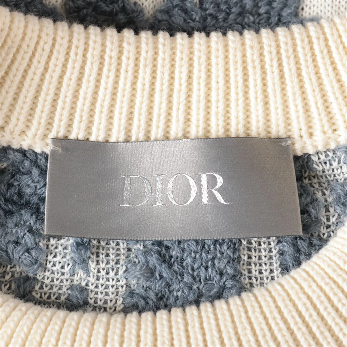DIOR ディオール コットン オブリーク柄 ニットxsグレー ディオール オブリーク コットン×ウール ニット L メンズ グレー