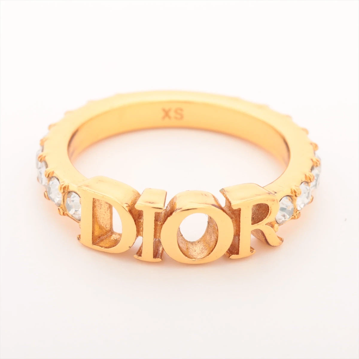 DIOR ディオール ロゴリング ラインストーン ゴールド GP #M 本物