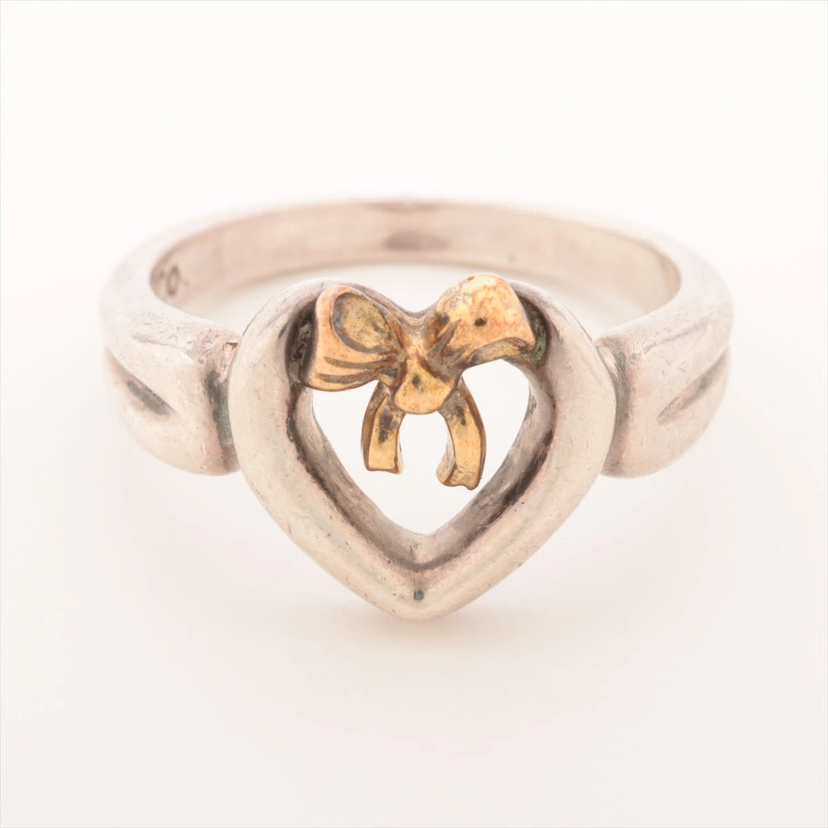 Tiffany&Co. ティファニー リボンハート リング 12号750 925 ティファニー 925/750 ハートリボン リング /12号/j31-62