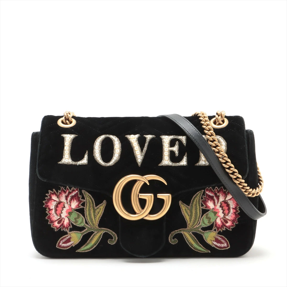 グッチ GGマーモント ベルベット LOVE チェーン ショルダーバッグ グッチ GGマーモント ベルベット LOVE チェーン ショルダーバッグ