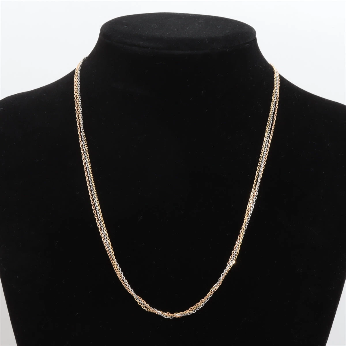 カルティエ スリーゴールド トリプルチェーン ネックレス 750(YG×PG×WG