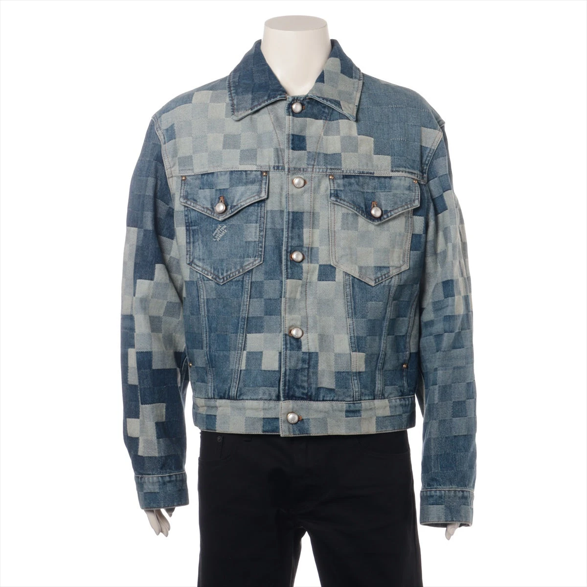 ヴィトン 24SS コットン デニムジャケット 50 メンズ ブルー RM241  