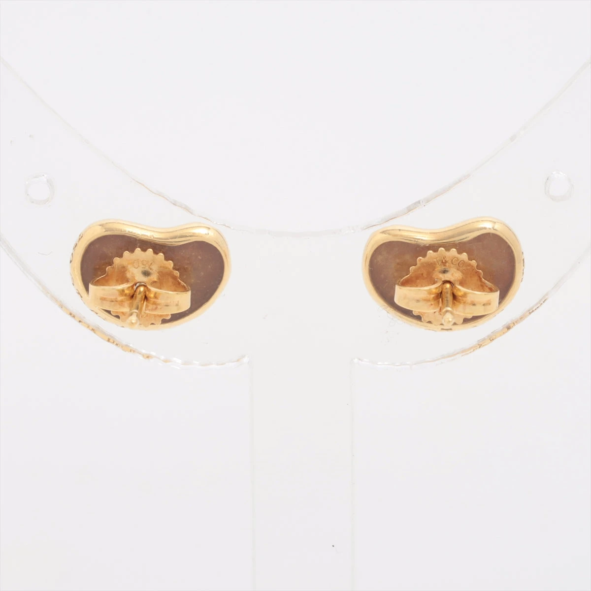 ティファニー ビーン ピアス 750(YG) 4.4g ポスト歪み 刻印かすれ