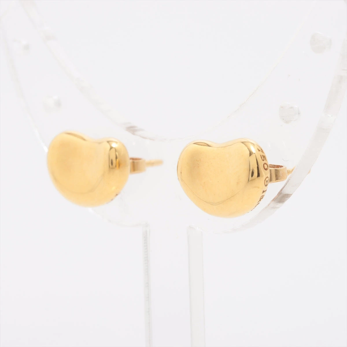 ティファニー ビーン ピアス 750(YG) 4.4g ポスト歪み 刻印かすれ