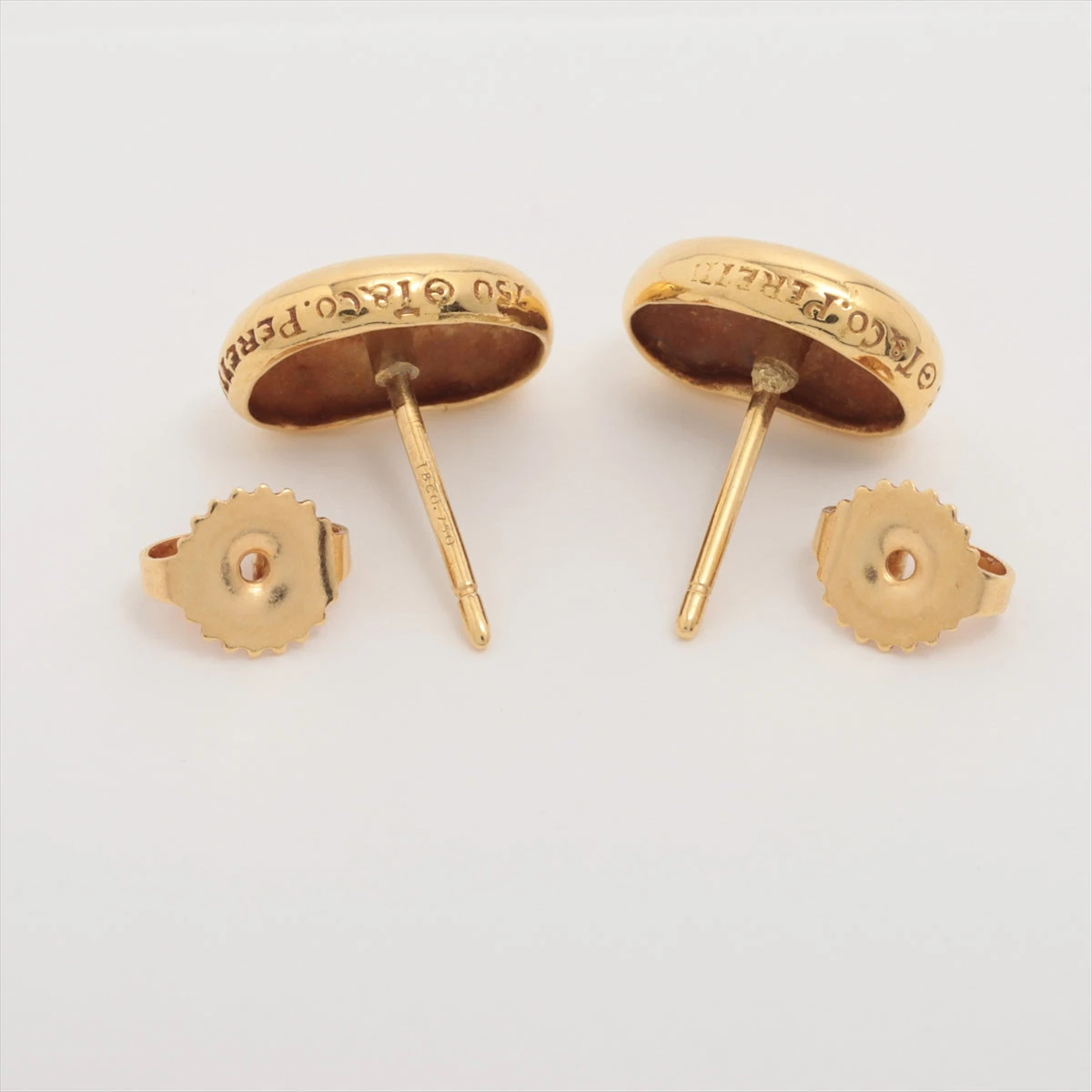 ティファニー ビーン ピアス 750(YG) 4.4g ポスト歪み 刻印かすれ