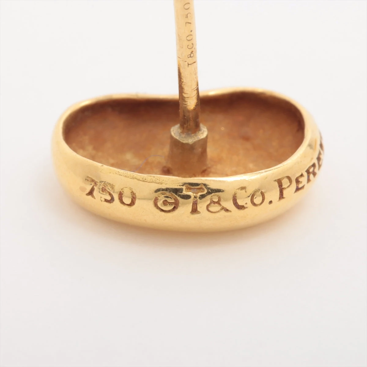 ティファニー ビーン ピアス 750(YG) 4.4g ポスト歪み 刻印かすれ