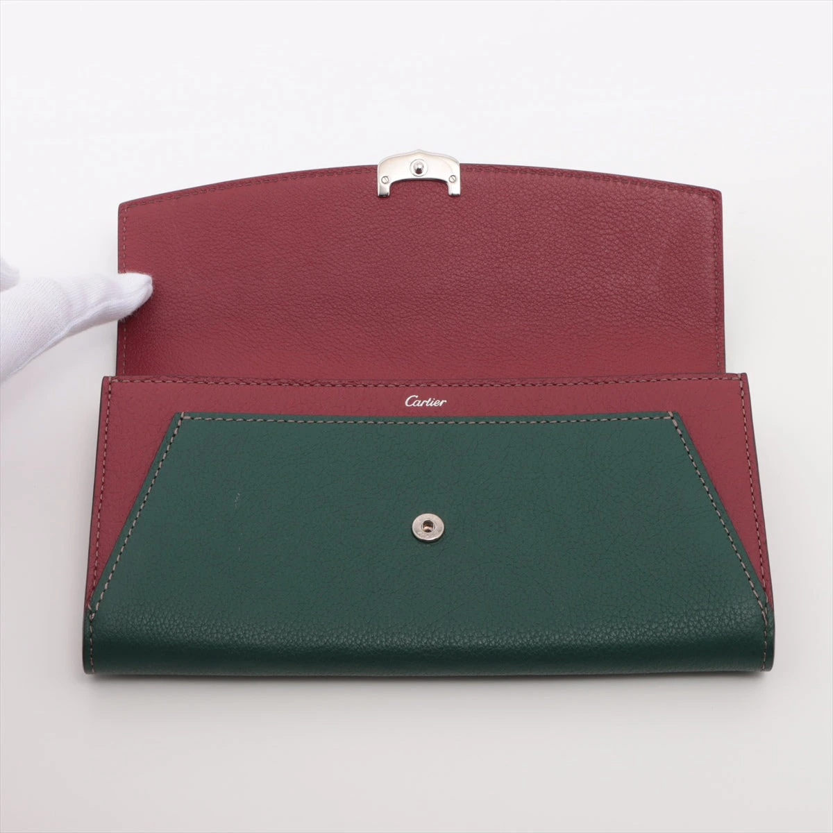 カルティエ C de カルティエ レザー ロング ウォレット カルティエ Cドゥカルティエ レザー 長財布 グリーン×ブラウン