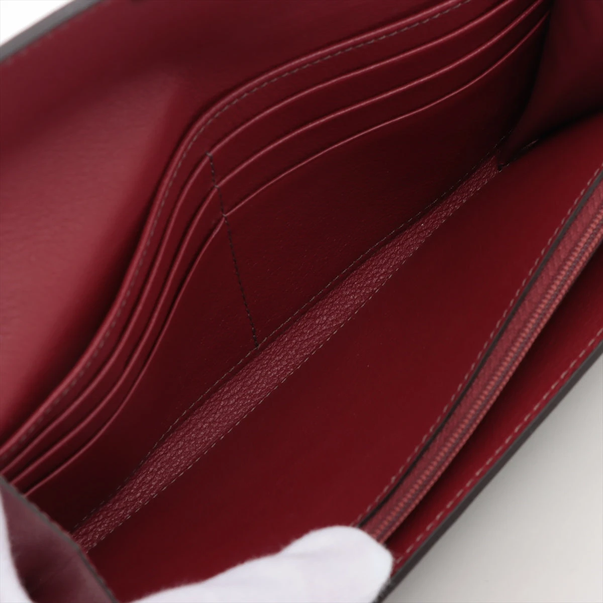 カルティエ Cドゥカルティエ レザー 長財布 グリーン×ブラウン