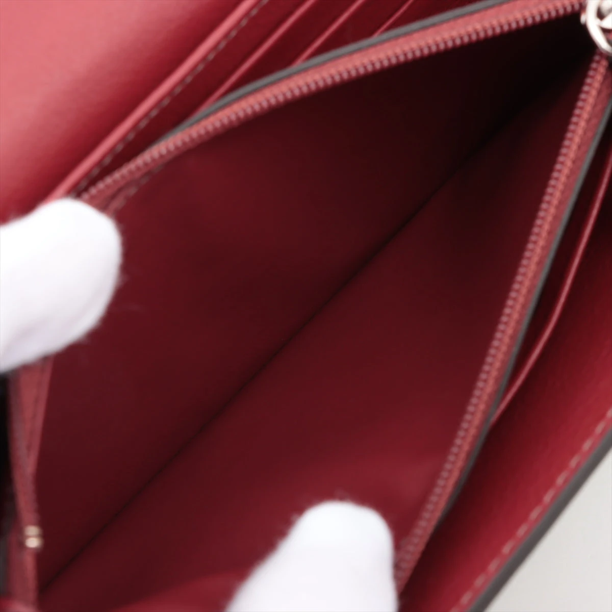 カルティエ Cドゥカルティエ レザー 長財布 グリーン×ブラウン