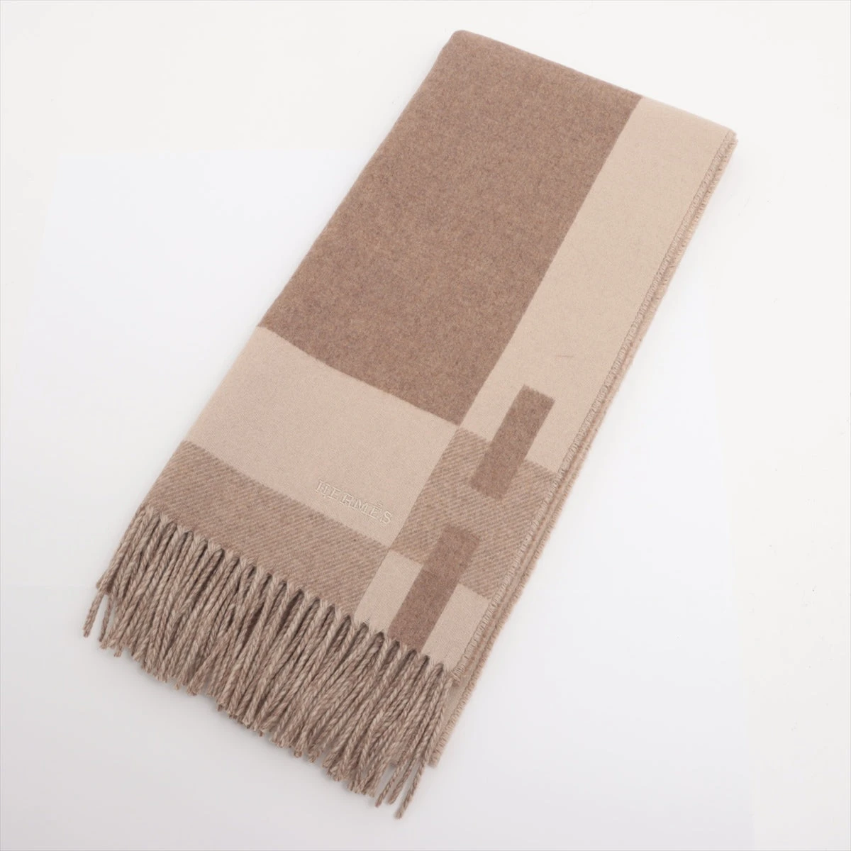 エルメス Hパッサン マフラー カシミヤ ブラウン A3431775｜中古