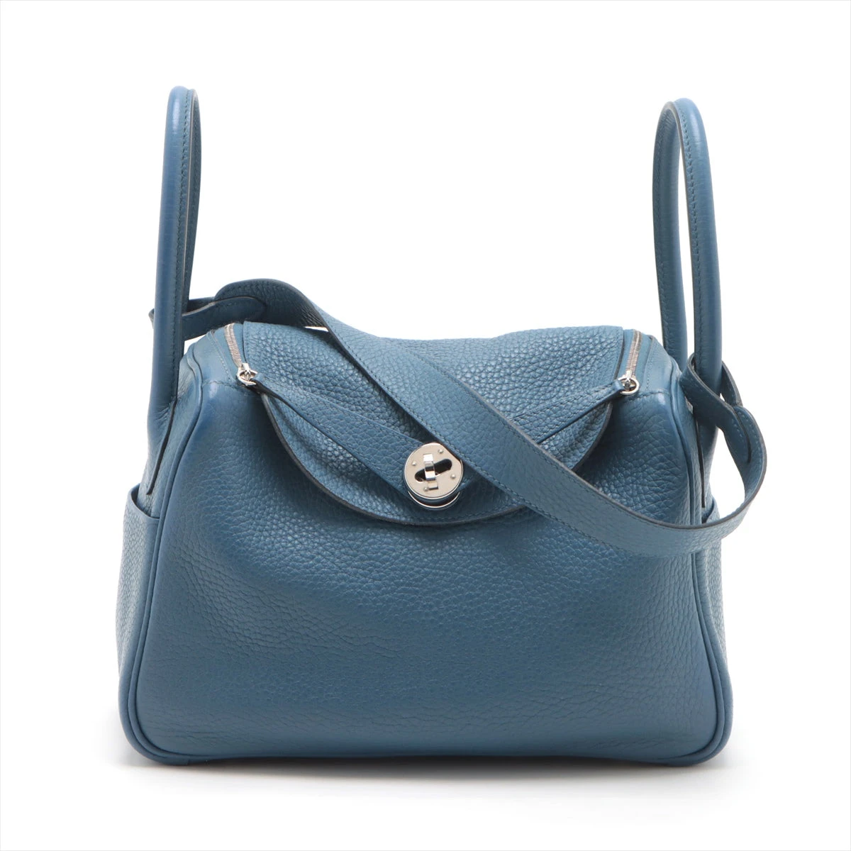 未使用エルメスデニムベルトブルーネイビーシルバー金具リンディ