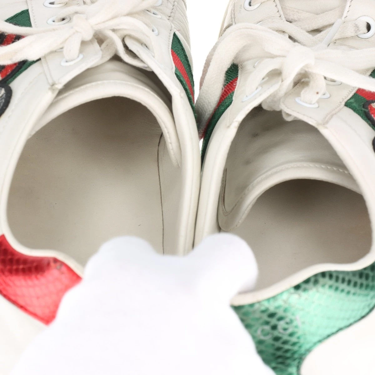 グッチ エース レザー スニーカー 9 メンズ ホワイト 456230