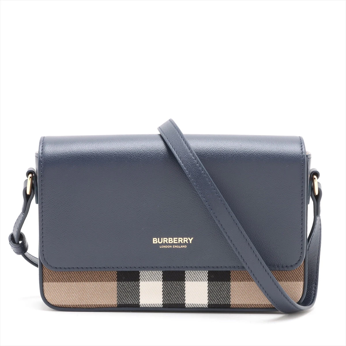 【大人気】Burberry バーバリー　ノバチェック　　ネイビー　ラム ウール 希少 バーバリーズ ハンドバッグ ネイビー ブルー レザー 裏地ノバ