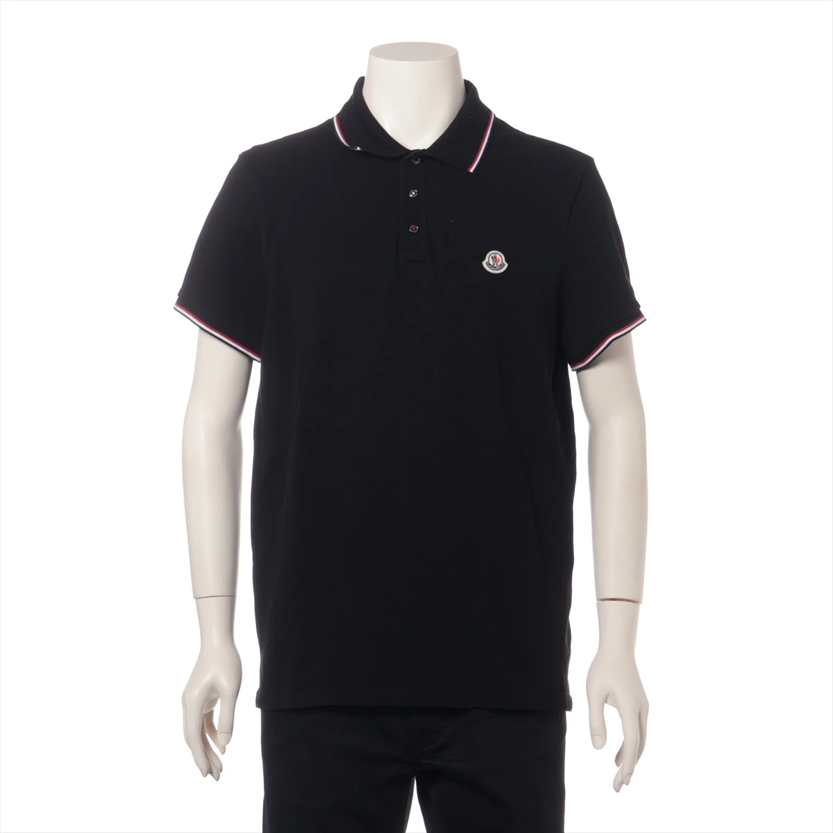 モンクレール 23年 コットン ポロシャツ XL メンズ ブラック  