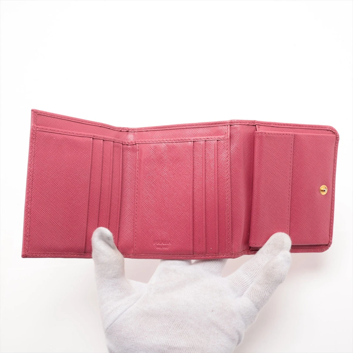 プラダ 三つ折り財布 サフィアーノレザー ピンク 1M0176 プラダ サフィアーノメタル 1M0176 レザー コンパクトウォレット