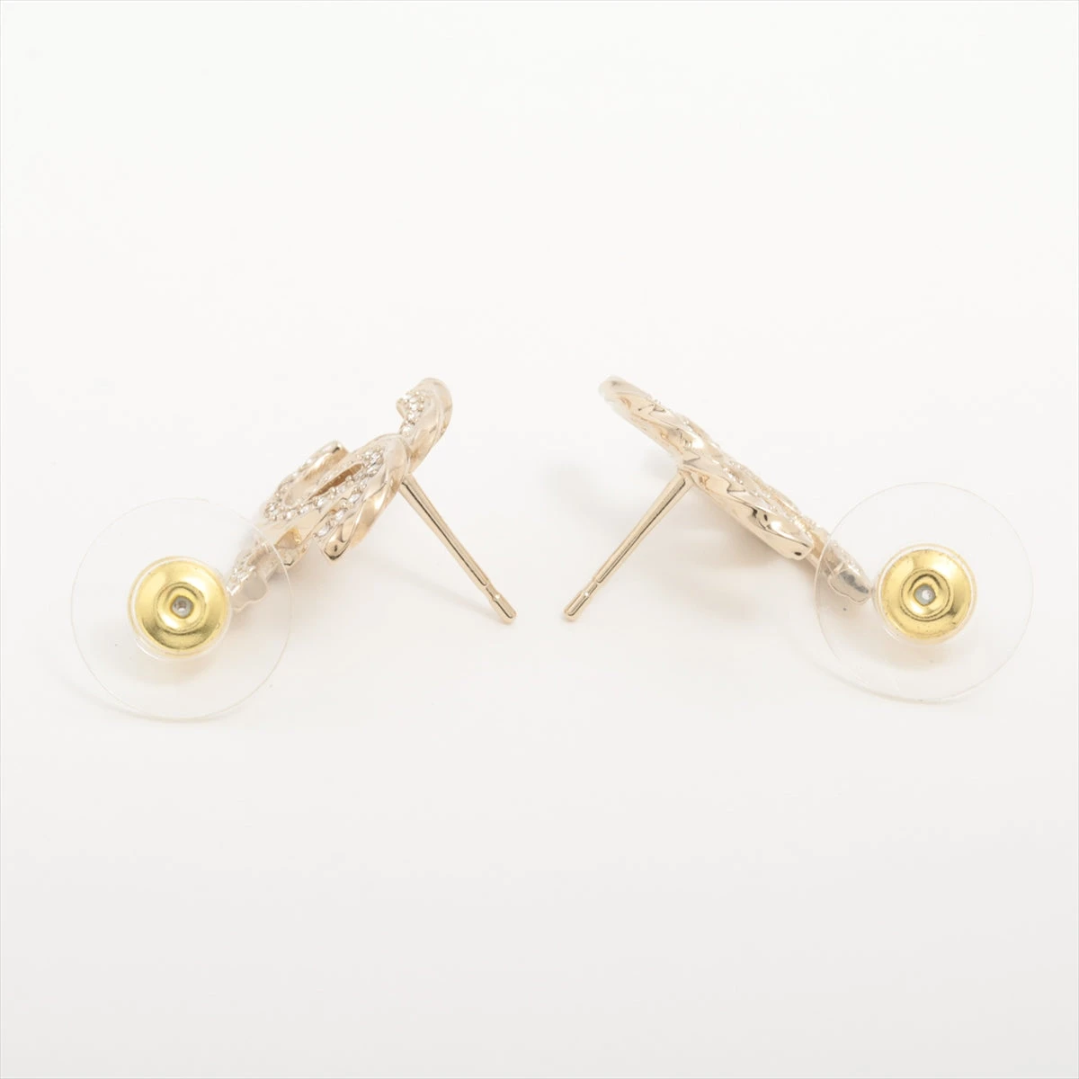 シャネル ココマーク B24V ピアス(両耳用) GP×ラインストーン