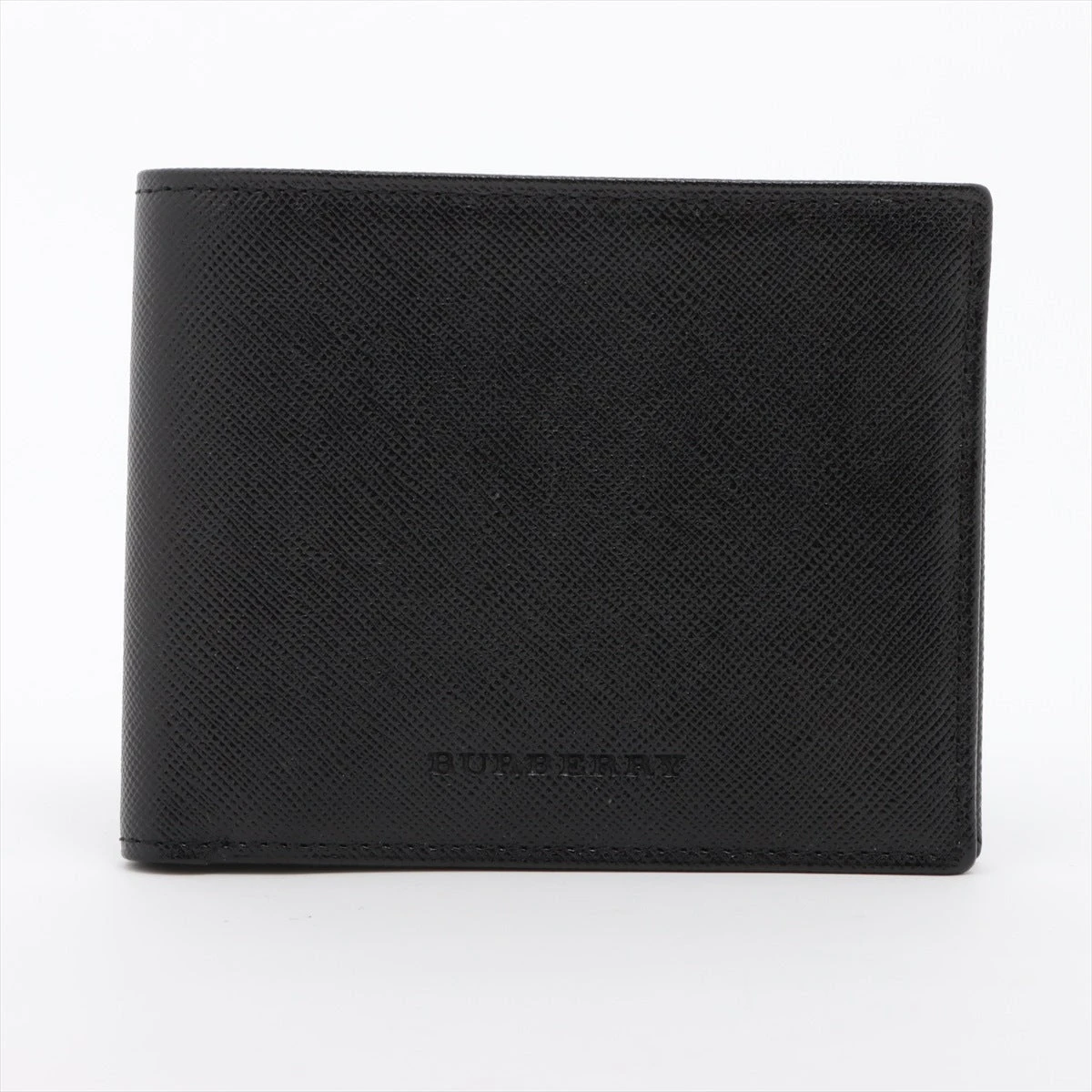 未使用　BURBERRY バーバリー　レザー二つ折り財布　ブラック　黒　デカロゴ ⭐️未使用⭐️BURBERRY バーバリー 二つ折り 財布 ブラック 黒