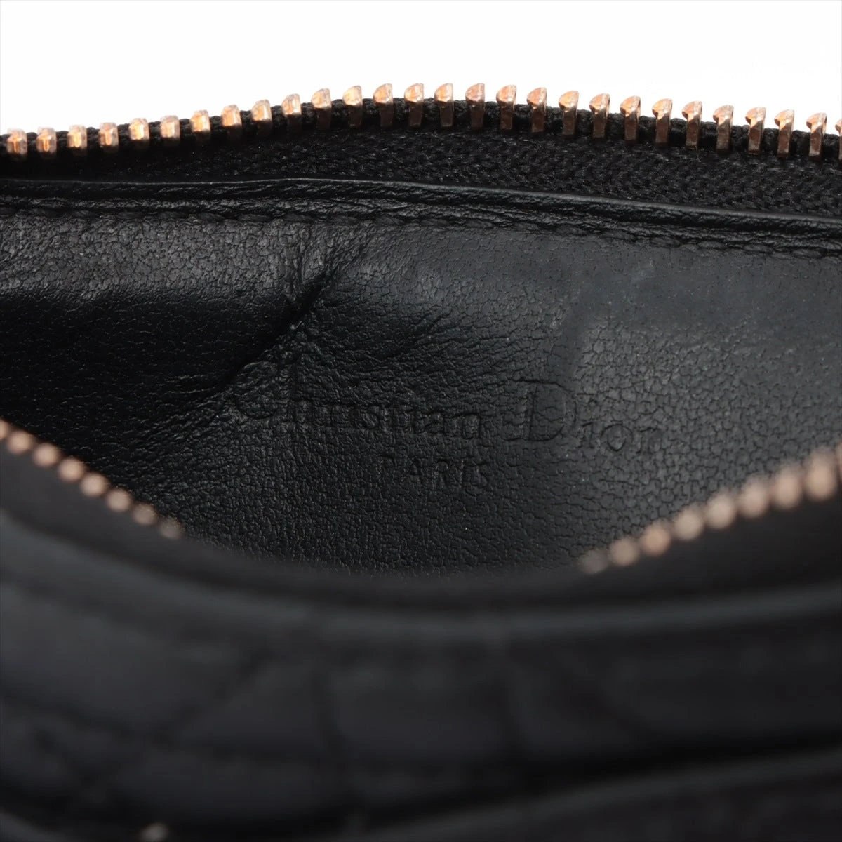 【美品】Dior フラグメントケース　長財布 ブラック カナージュ レザー ディオール レディディオール カナージュ レザー フラグメント