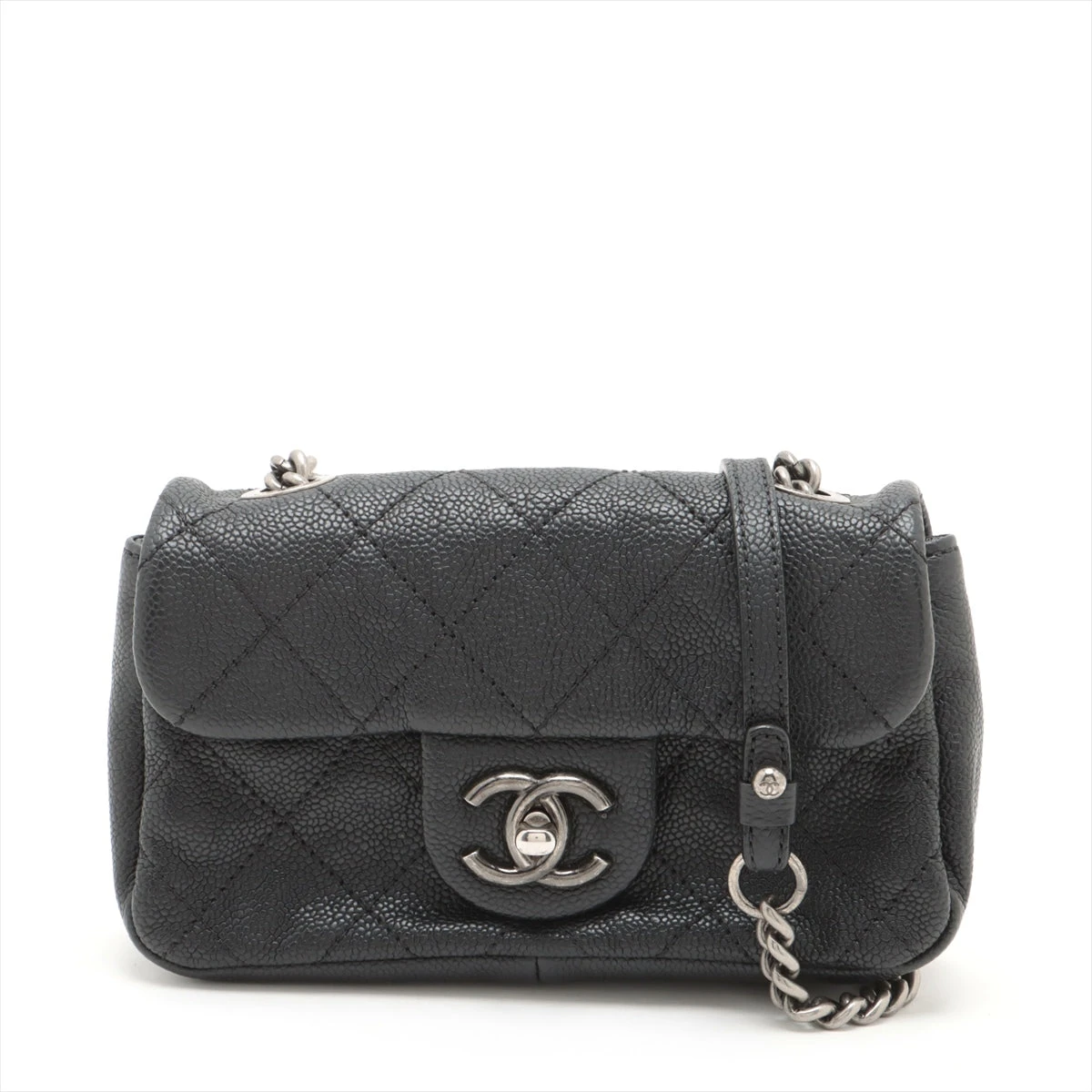 新品キャビアスキンチェーンウォレットミニマトラッセフラップバッグ