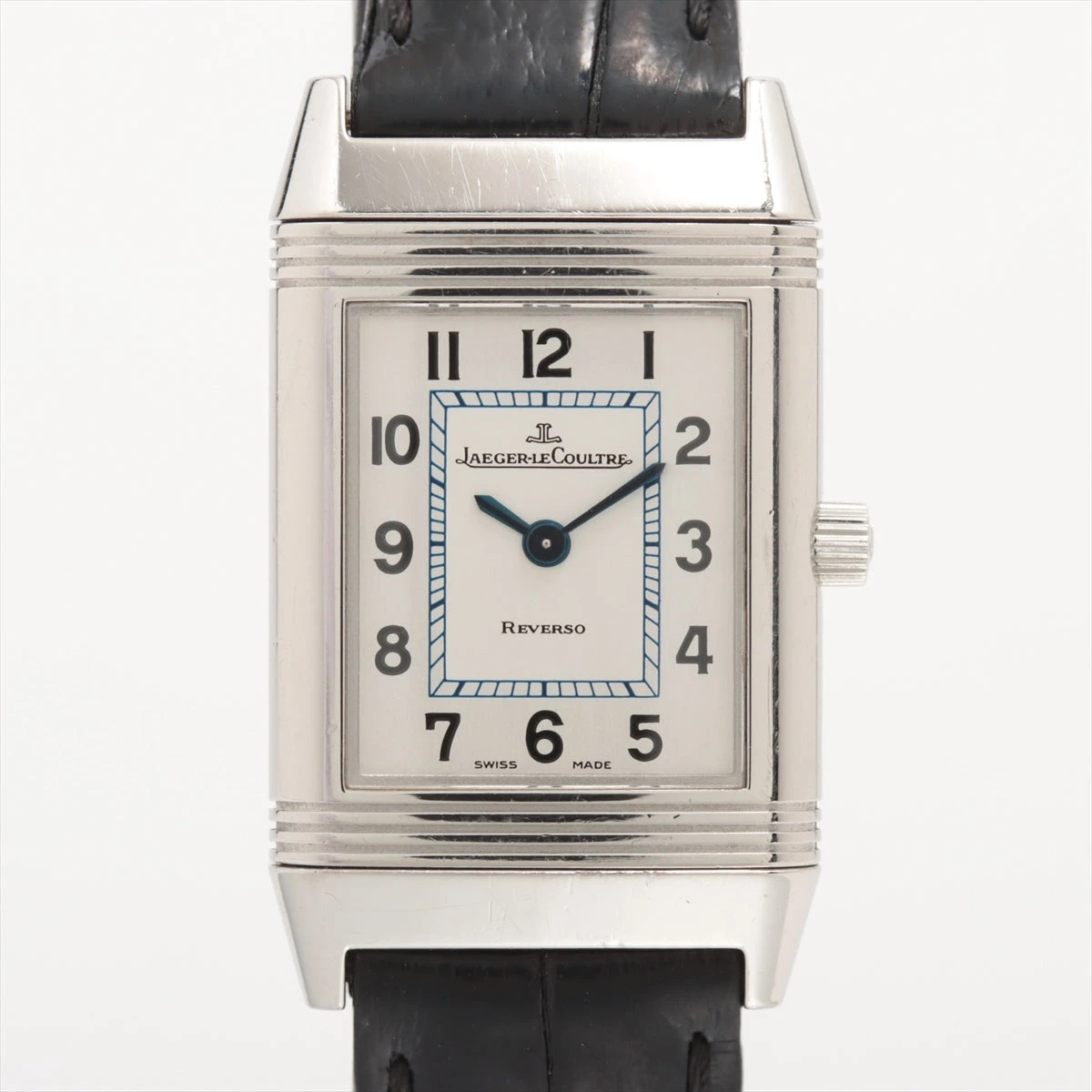 ジャガールクルト レベルソ 260.8.08 SS×革 QZ シルバー文字盤