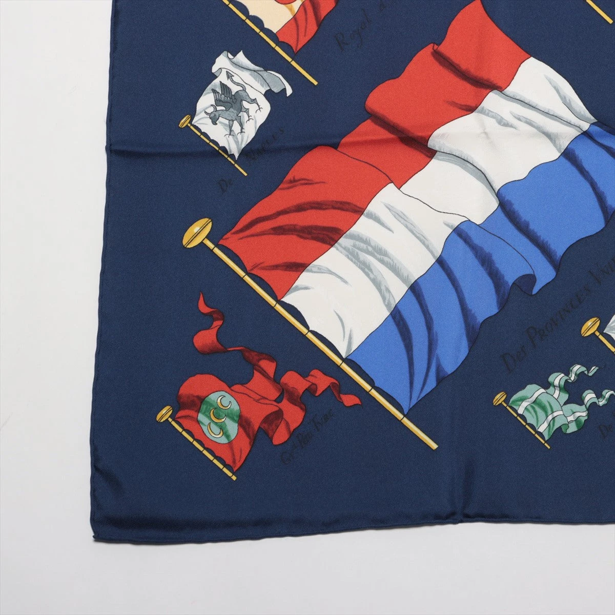エルメス カレ90 PAVOIS 船旗 スカーフ シルク ネイビー