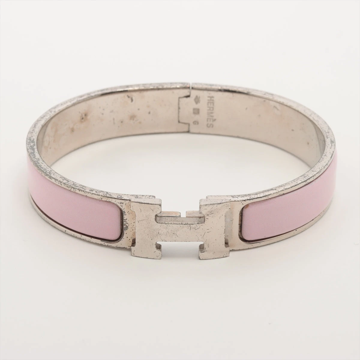 【休日限定34000→30000】HERMESバングルクリッククラック　ピンク エルメス Hバングル クリッククラックPM バングル GP シルバー