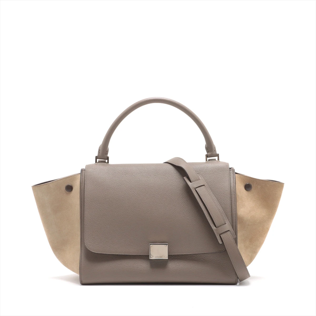 【ランクC】セリーヌ トラペーズ スエード×レザー 2WAYハンドバッグ ブルー CELINE セリーヌ トラペーズ ミディアム ハンドバッグ 2WAY