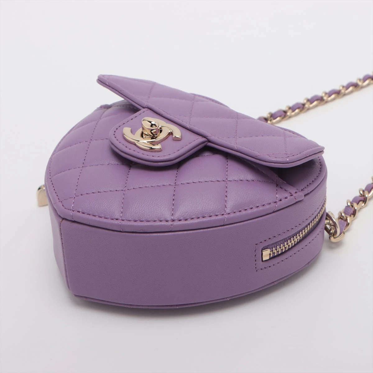 *上品パープル×洗練スクエア*【CHANEL】チェーンバッグ CHANEL シャネル19 チェーンウォレット パープル/GP/SV金具