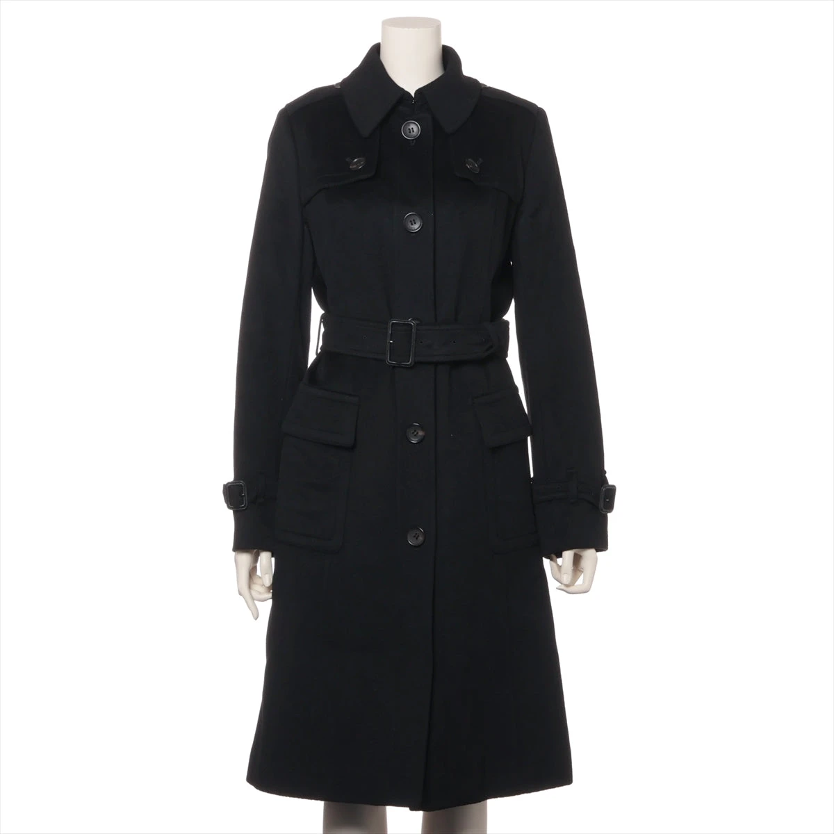 バーバリーロンドン黒 ウールカシミヤコート バーバリーロンドン ウール×カシミヤ コート 38 レディース ブラック