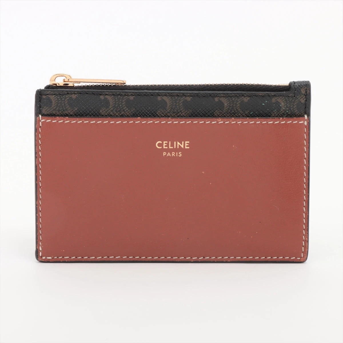 CELINE フラグメントケース ブラウン レザー