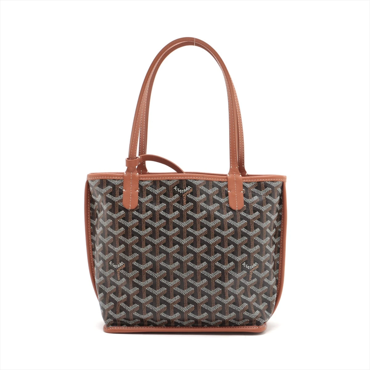 ゴヤール アンジュ ミニ PVC×レザー ハンドバッグ ブラウン A3441003